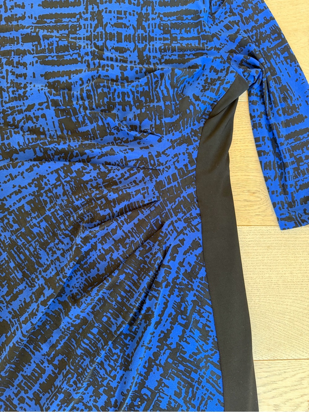 Lauren Ralph Lauren Blue Black Ruched Sheath Dress Petite 12 - Picture 2 of 4
